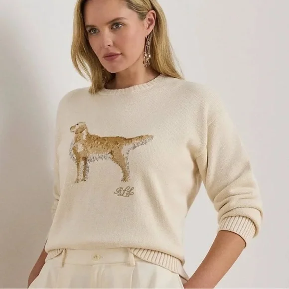 Ralph Lauren cream Golden Retriever Dog Sweater Jumper S - Picture 2 of 7